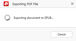 PDF Extra: PDF to ePub export in progress